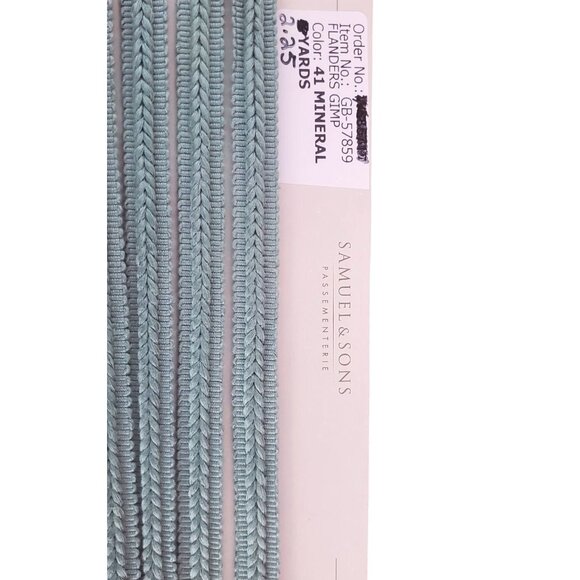 Samuel & Sons 2.25 Yards Flanders Gimp 41 Mineral Dual Braid Linen Trim Designer - Picture 5 of 8